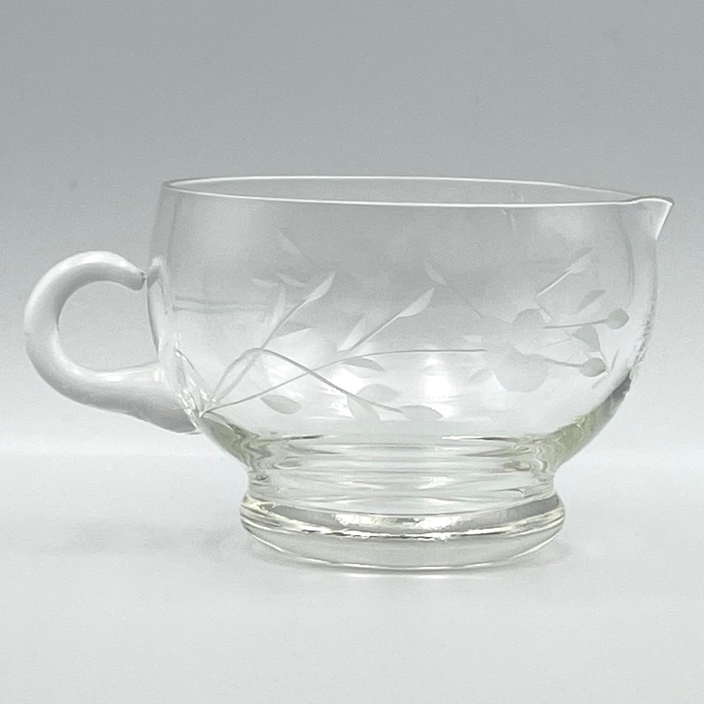 Vintage Princess House Heritage Creamer Pitcher 2.5" Etched Glass Floral 1970s